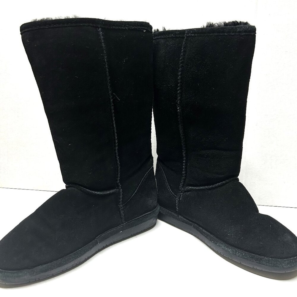 BearPaw black suede and fur lined boots